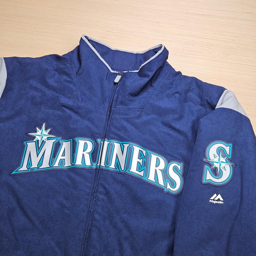 Seattle Mariners Jacket Men XL Blue Full Zip Therma Base MLB Authentic Majestic